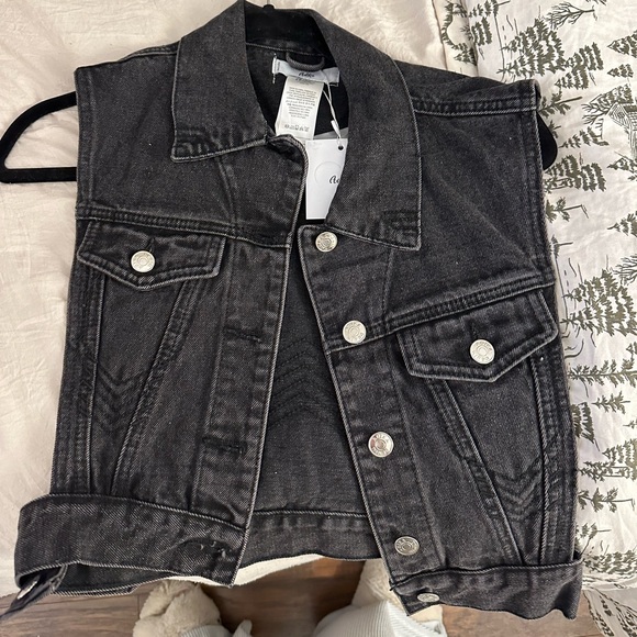 Adika black denim vest with open sides - Picture 1 of 2